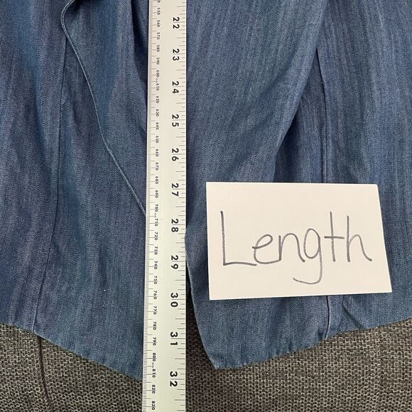 Jaclyn Smith Open Front Waterfall Cardigan‎ Chambray Faux Denim Dark Blue Small - Picture 7 of 9